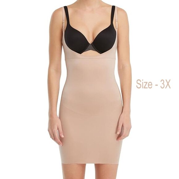 Spanx Sculpting Full Slip Open Bust Smart Grip Slip Nude Shaper Slimmer 3X - Picture 1 of 5